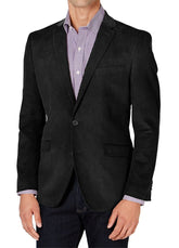 Men's Corduroy Sport Coat Blazer Jacket Black SkinOutfit